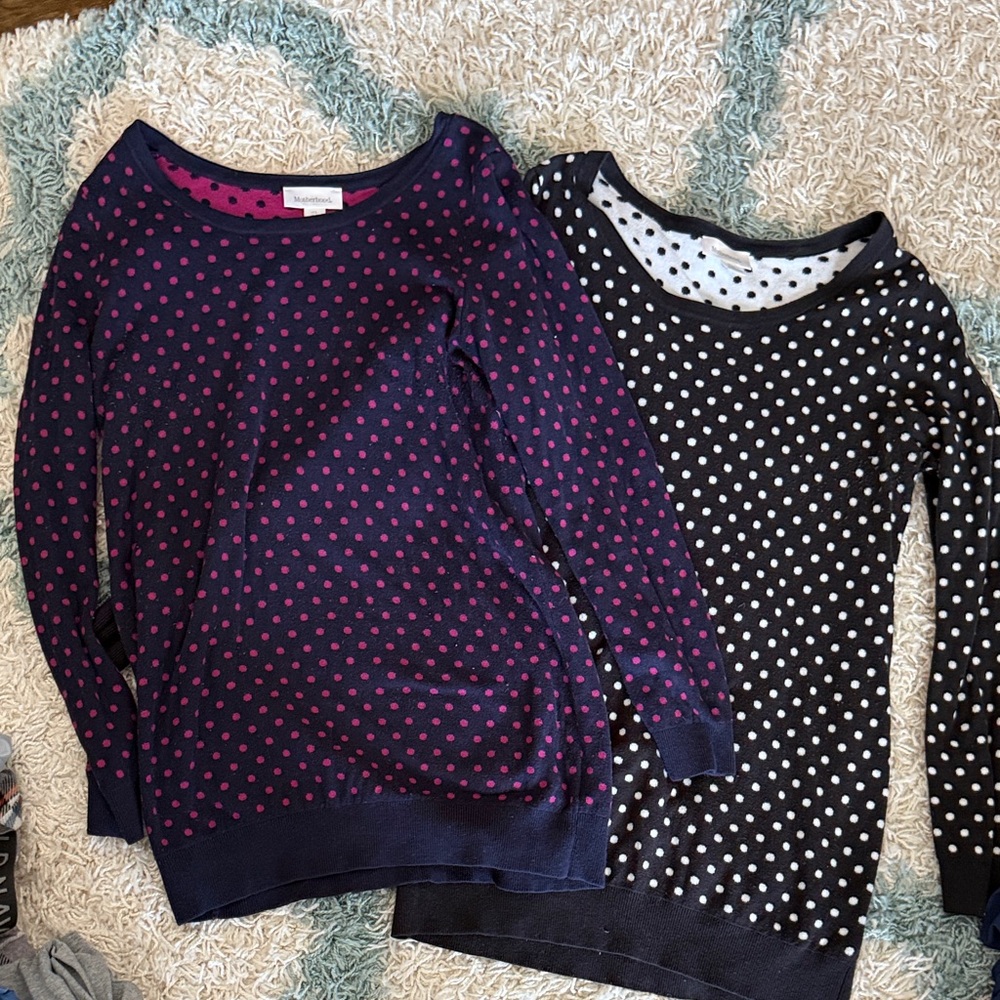 Motherhood Navy and Black Polka Dot Sweaters